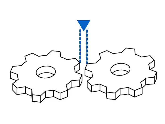 Diagram showing clearance tolerances between gears and mechanical parts