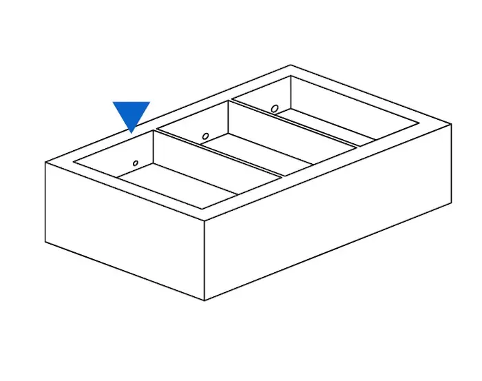 Diagram illustrating drain hole placement in hollow 3D printed parts