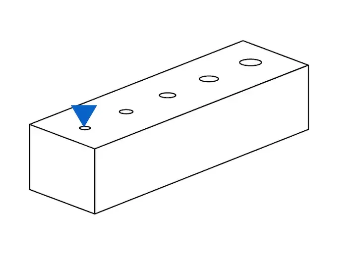 Diagram showing minimum hole diameter guidelines for 3D printing