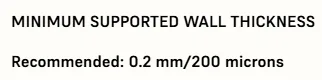 ข้อกำหนดความหนาผนังที่มีที่รองรับขั้นต่ำ 0.2 มม.