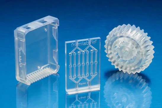Clear SLA resin printed parts designed for optical clarity and fluidic analysis